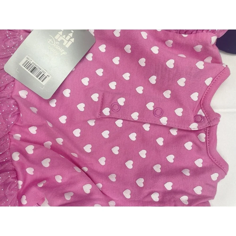DISNEY STORE  Baby Girl Minnie Mouse Bodysuit Dress Pink 18-24 Months New
